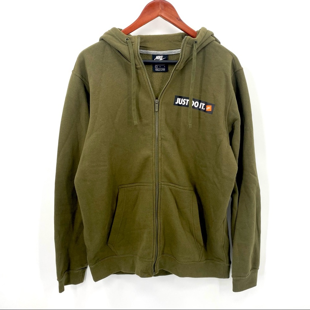 Nike Just Do It Size Large Full Zip Long Sleeve Drawstring Hooded Jacket